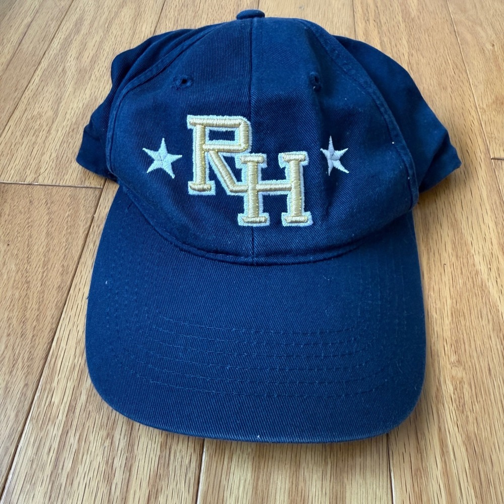 Mens Navy Blue RH Embroidered‎ Baseball Cap With Stars Adjustable Strap